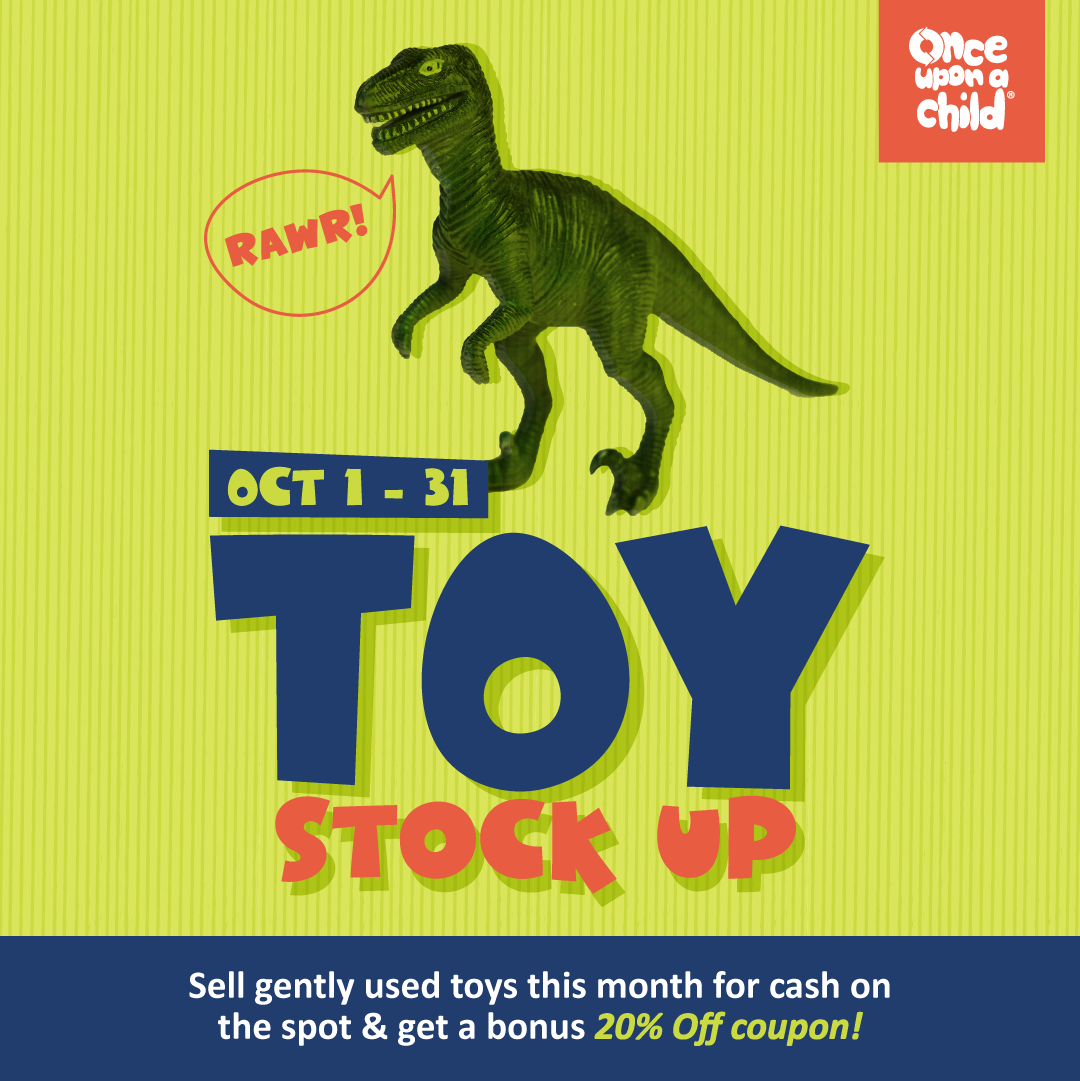 Toy stock up with green dinosaur roaring